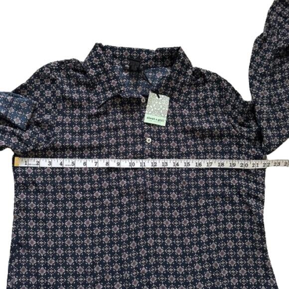 About A Girl Blue Lavender Floral Button Tab Sleeve Blouse Top Size XL NEW - Picture 12 of 13